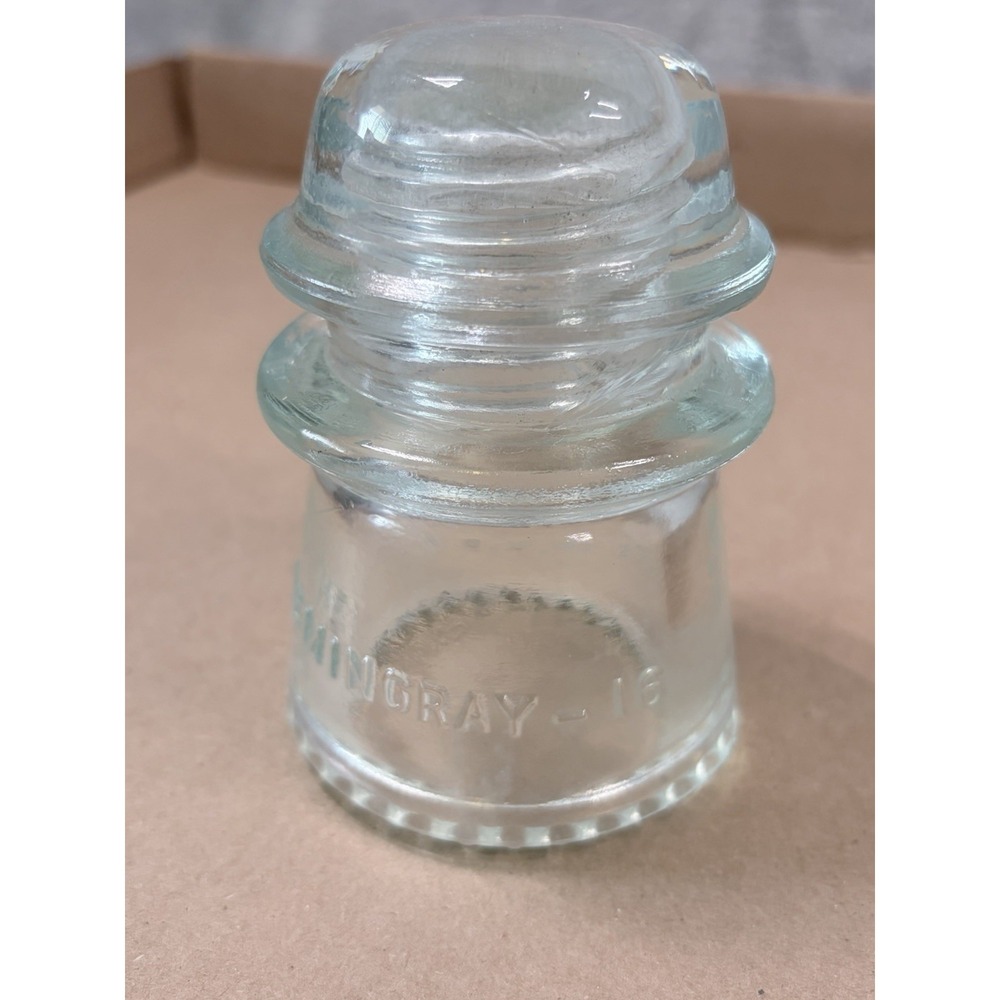 Hemingray No 16 CD‎ 145 Aqua Glass Insulator Vintage Embossed Made in USA